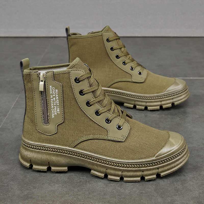 Hiking Boots Men's Side Zipper High-top