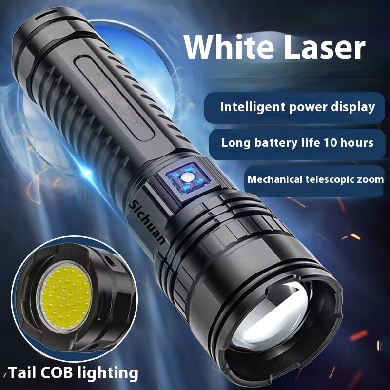 White Laser Flashlight Super Bright Zoom
